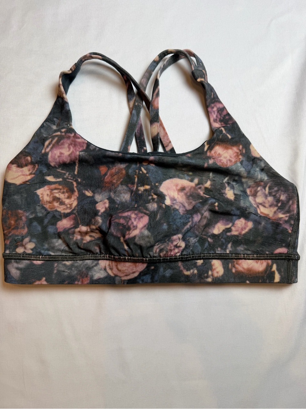 Lululemon Energy Bra Size 8 Dark Floral Strappy Medium Support Yoga Sports Bra